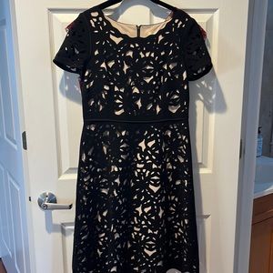 Anthropologie lazer cutout A line dress, six 6